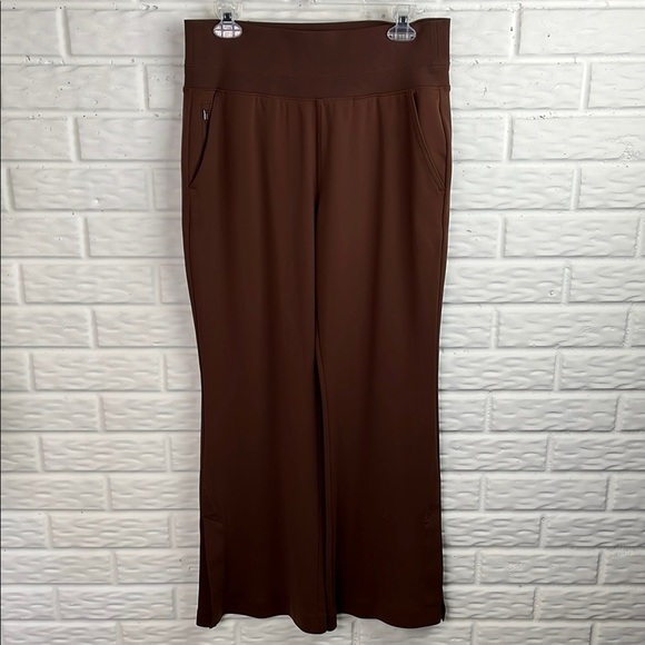 ATHLETA VENICE FLARE PULL ON PANTS SLIT AT HEM Mahogany Brown Sz MED - Picture 2 of 15
